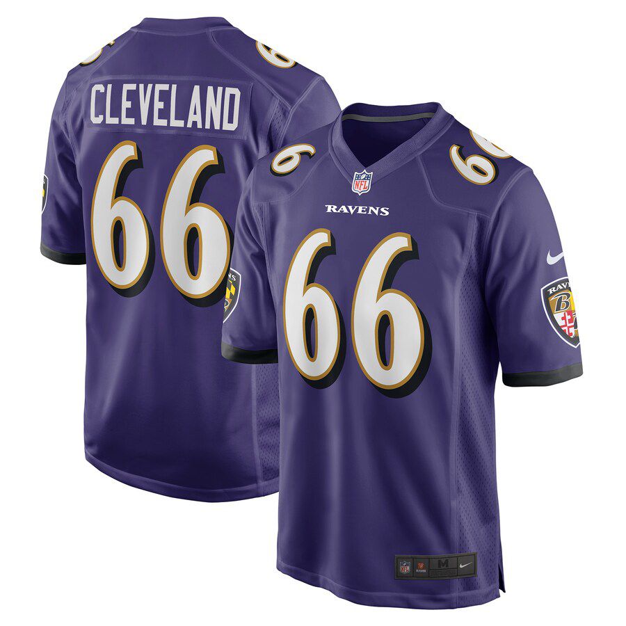 Men Baltimore Ravens #66 Ben Cleveland Nike Purple Game NFL Jersey
